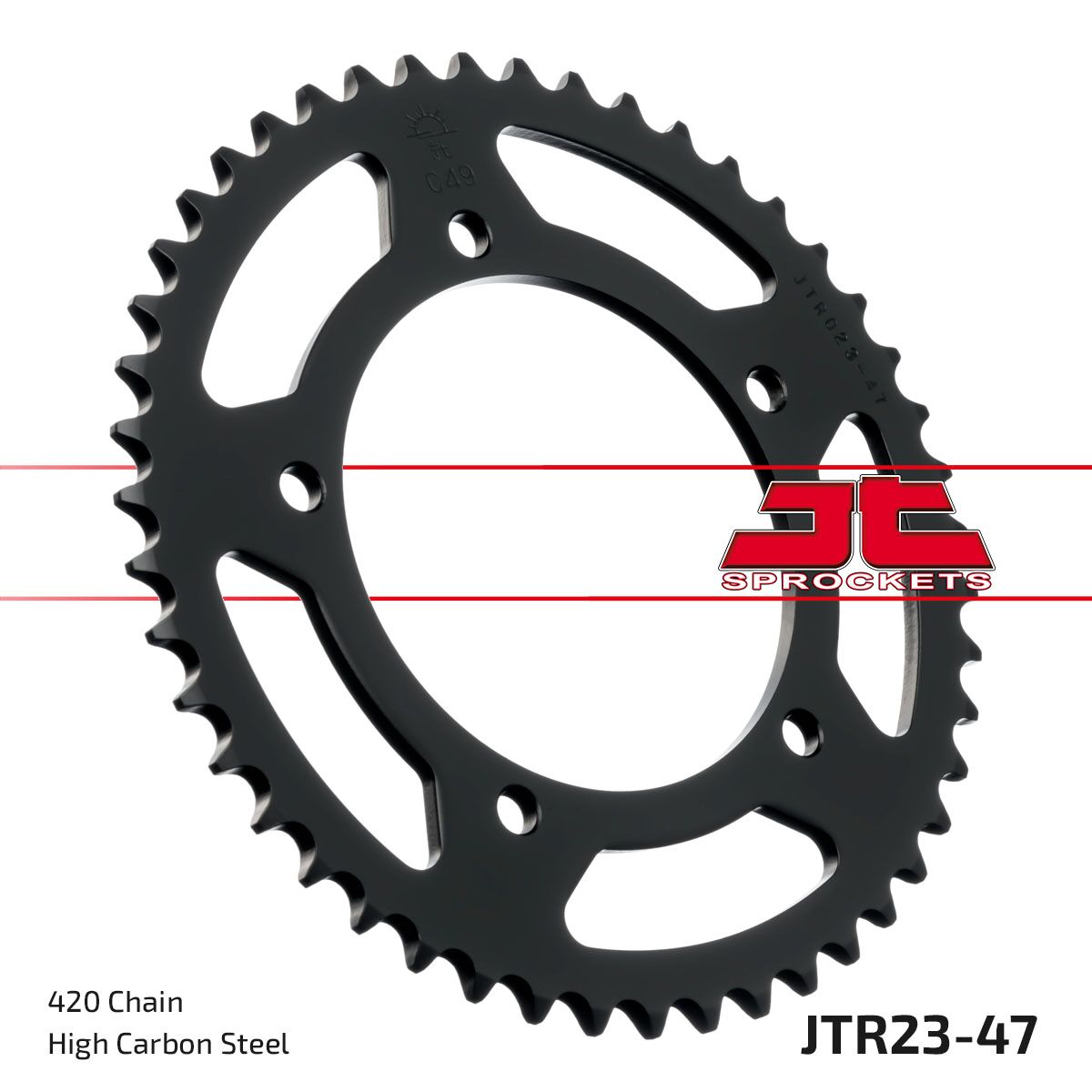 JT SPROCKETS JTR23.47 REAR REPLACEMENT SPROCKET 47 TEETH 420 PITCH NATURAL STEEL JTR23.47