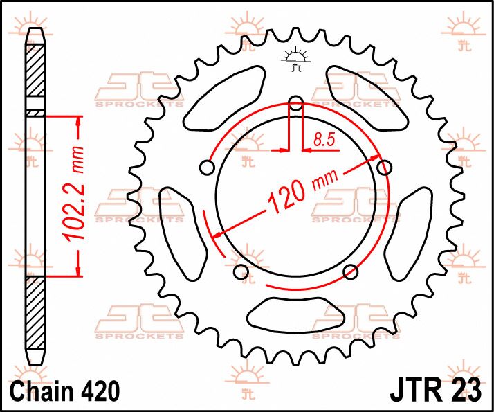 JT SPROCKETS JTR23.47 REAR REPLACEMENT SPROCKET 47 TEETH 420 PITCH NATURAL STEEL JTR23.47