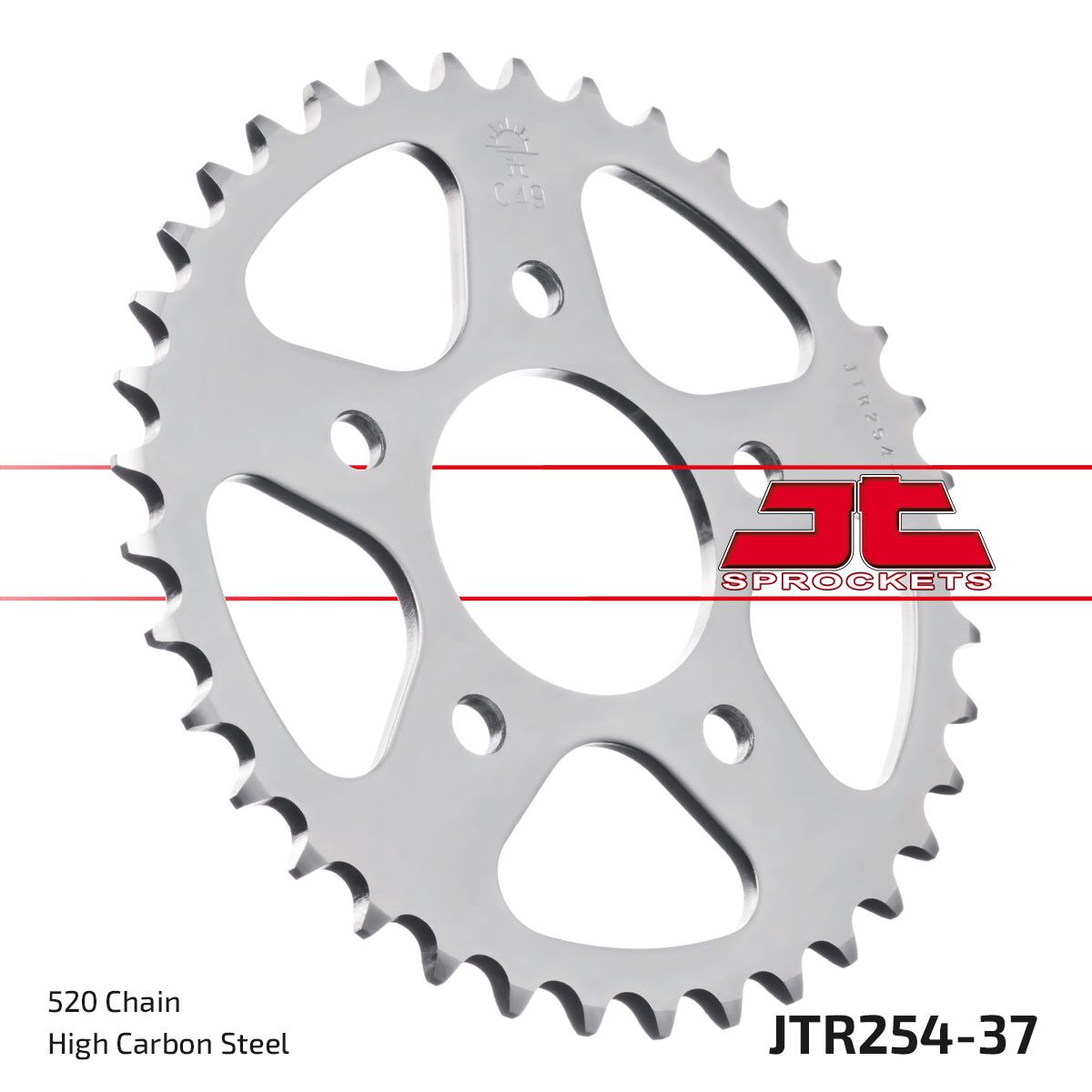 JT SPROCKETS JTR254.37 REAR REPLACEMENT SPROCKET 37 TEETH 520 PITCH NATURAL STEEL JTR254.37