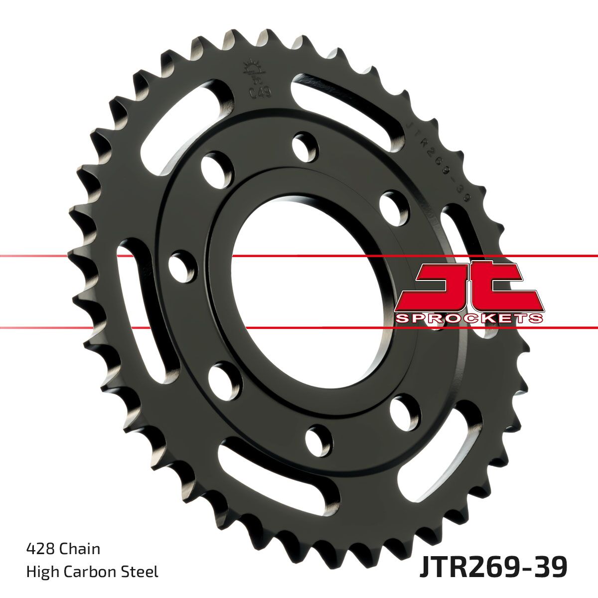 JT SPROCKETS JTR269.39 REAR REPLACEMENT SPROCKET 39 TEETH 428 PITCH NATURAL STEEL JTR269.39