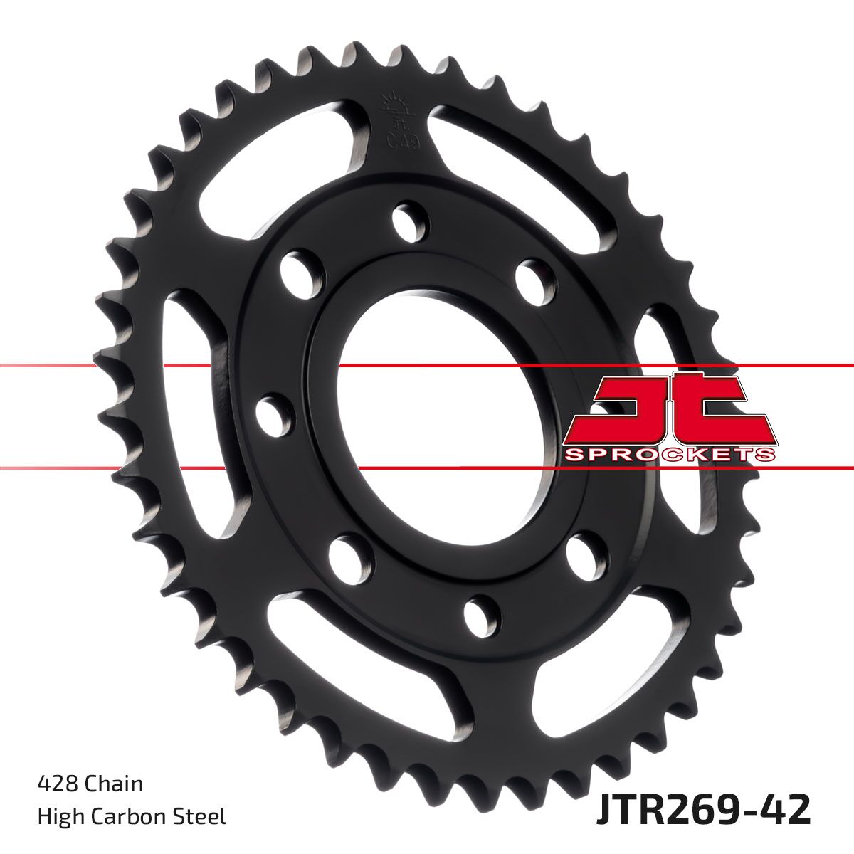 JT SPROCKETS JTR269.42 REAR REPLACEMENT SPROCKET 42 TEETH 428 PITCH NATURAL STEEL JTR269.42