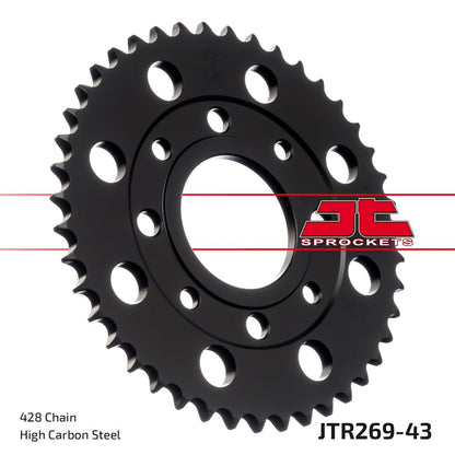 JT SPROCKETS JTR269.43 REAR REPLACEMENT SPROCKET 43 TEETH 428 PITCH NATURAL STEEL JTR269.43