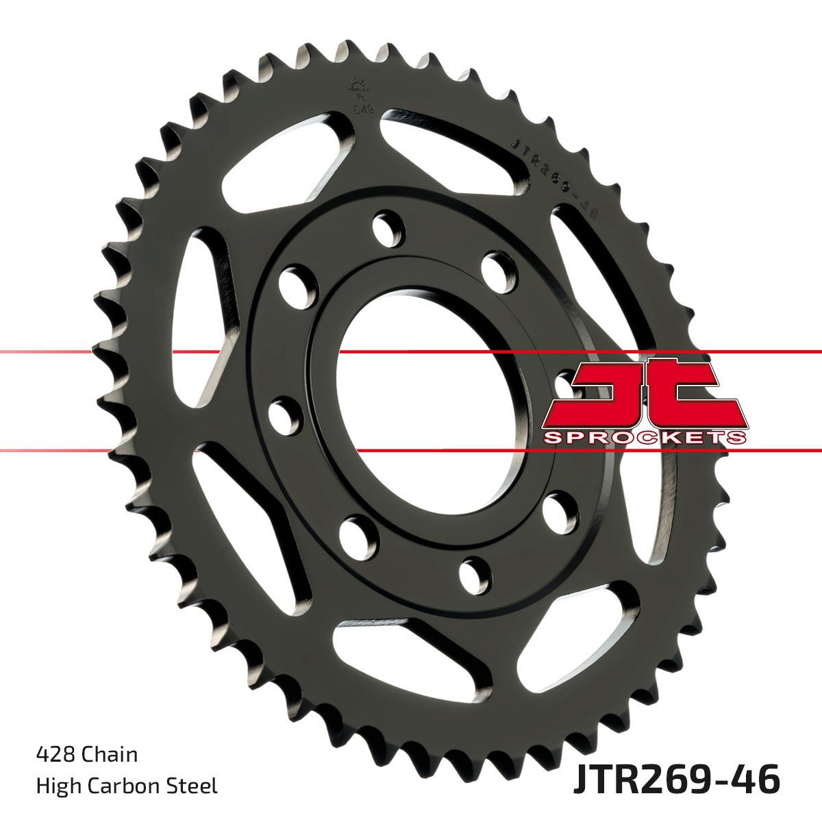 JT SPROCKETS JTR269.46 REAR REPLACEMENT SPROCKET 46 TEETH 428 PITCH NATURAL STEEL JTR269.46