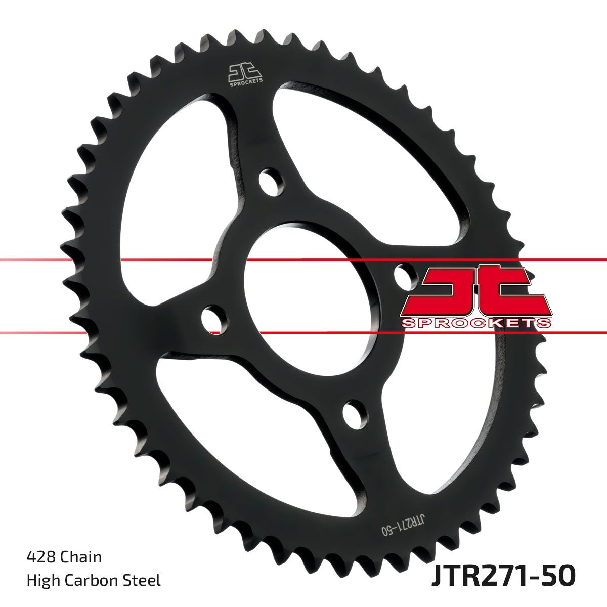 JT SPROCKETS JTR271.50 REAR REPLACEMENT SPROCKET 50 TEETH 428 PITCH NATURAL STEEL JTR271.50