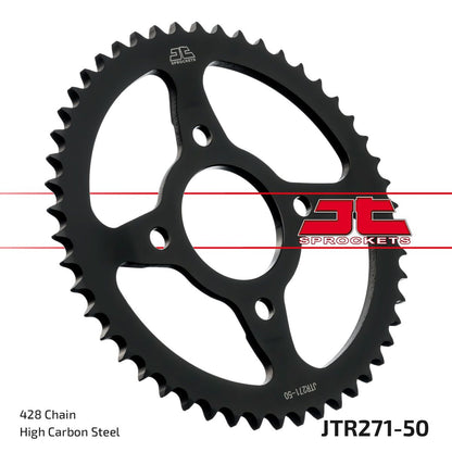 JT SPROCKETS JTR271.50 REAR REPLACEMENT SPROCKET 50 TEETH 428 PITCH NATURAL STEEL JTR271.50
