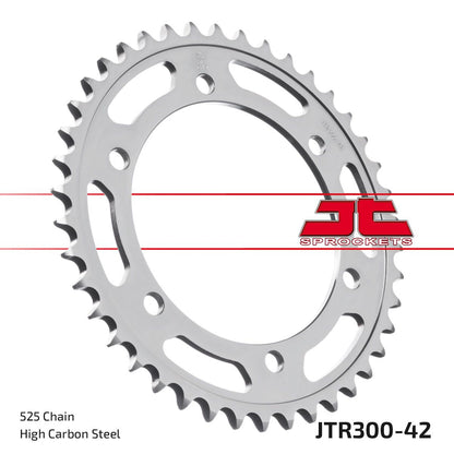 JT SPROCKETS JTR300.42 REAR REPLACEMENT SPROCKET 42 TEETH 525 PITCH NATURAL STEEL JTR300.42