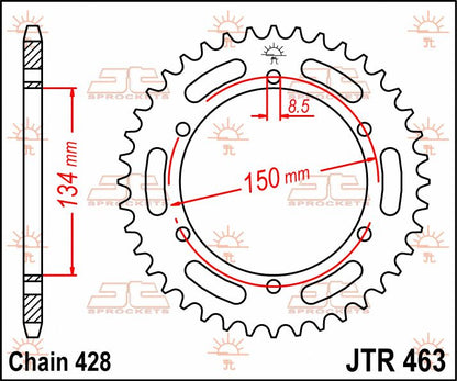 JT SPROCKETS JTR463.48 REAR REPLACEMENT SPROCKET 48 TEETH 428 PITCH NATURAL STEEL JTR463.48