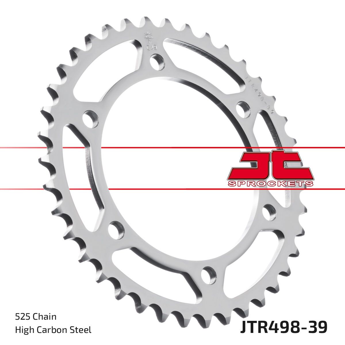 JT SPROCKETS JTR498.39 REAR REPLACEMENT SPROCKET 39 TEETH 525 PITCH NATURAL STEEL JTR498.39