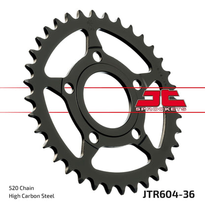 JT SPROCKETS JTR604.36 REAR REPLACEMENT SPROCKET 36 TEETH 520 PITCH NATURAL STEEL JTR604.36
