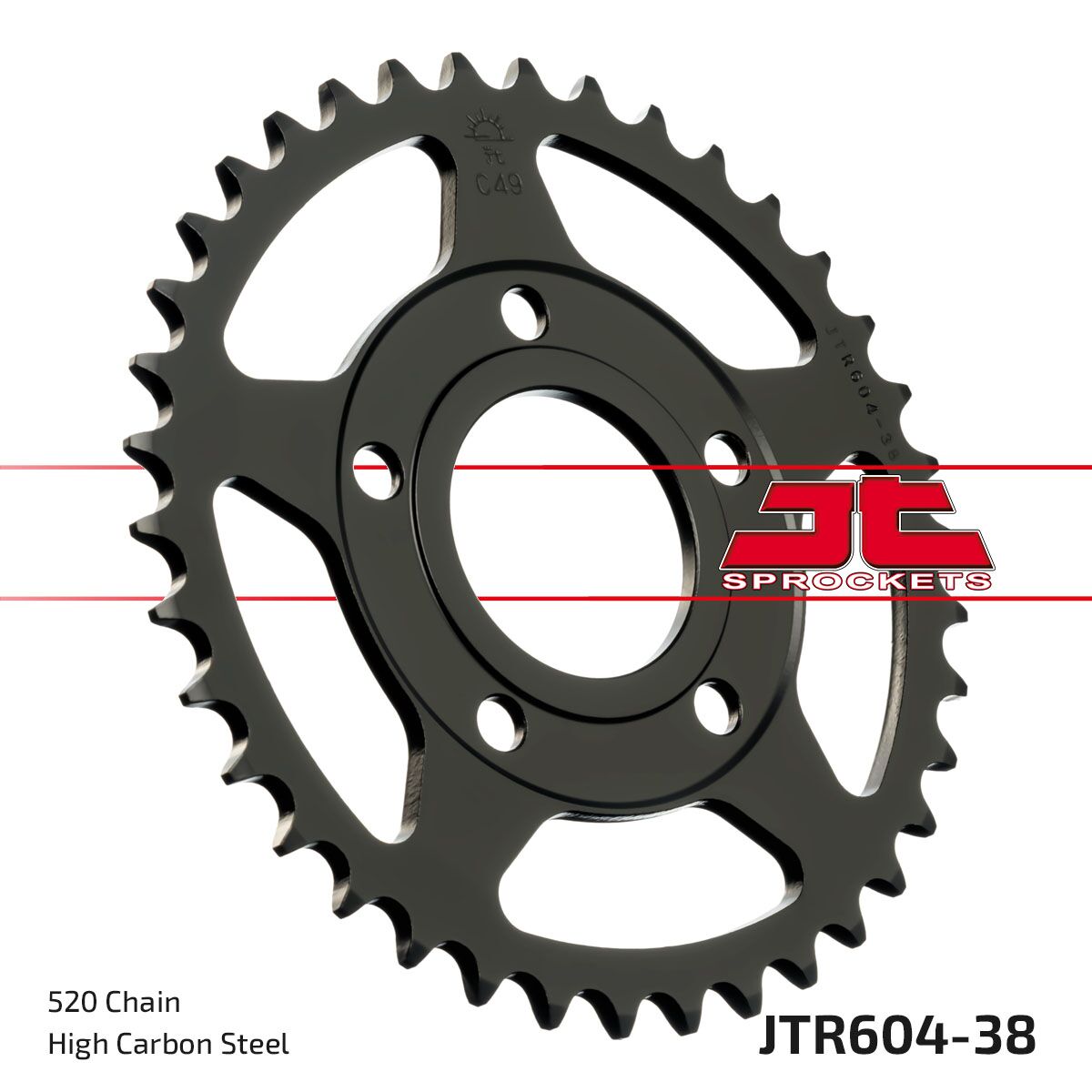 JT SPROCKETS JTR604.38 REAR REPLACEMENT SPROCKET 38 TEETH 520 PITCH NATURAL STEEL JTR604.38