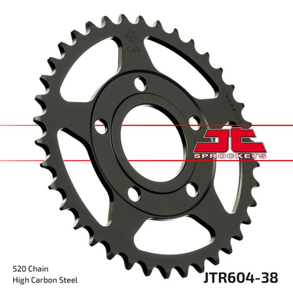 JT SPROCKETS JTR604.38 REAR REPLACEMENT SPROCKET 38 TEETH 520 PITCH NATURAL STEEL JTR604.38