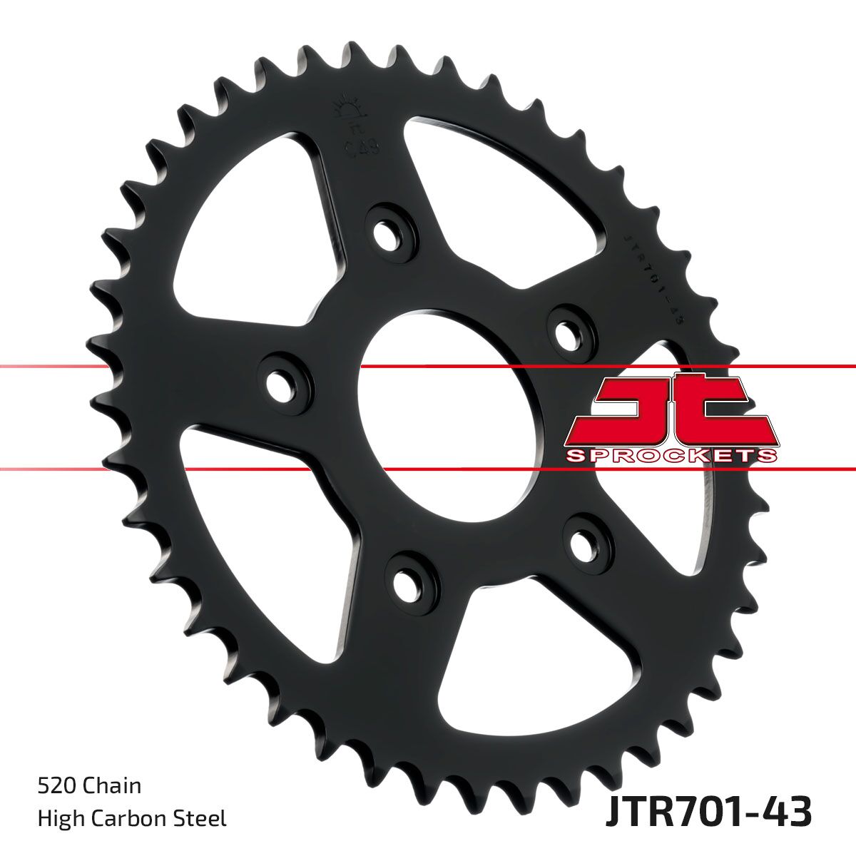 JT SPROCKETS JTR701.43 REAR REPLACEMENT SPROCKET 43 TEETH 520 PITCH NATURAL STEEL JTR701.43