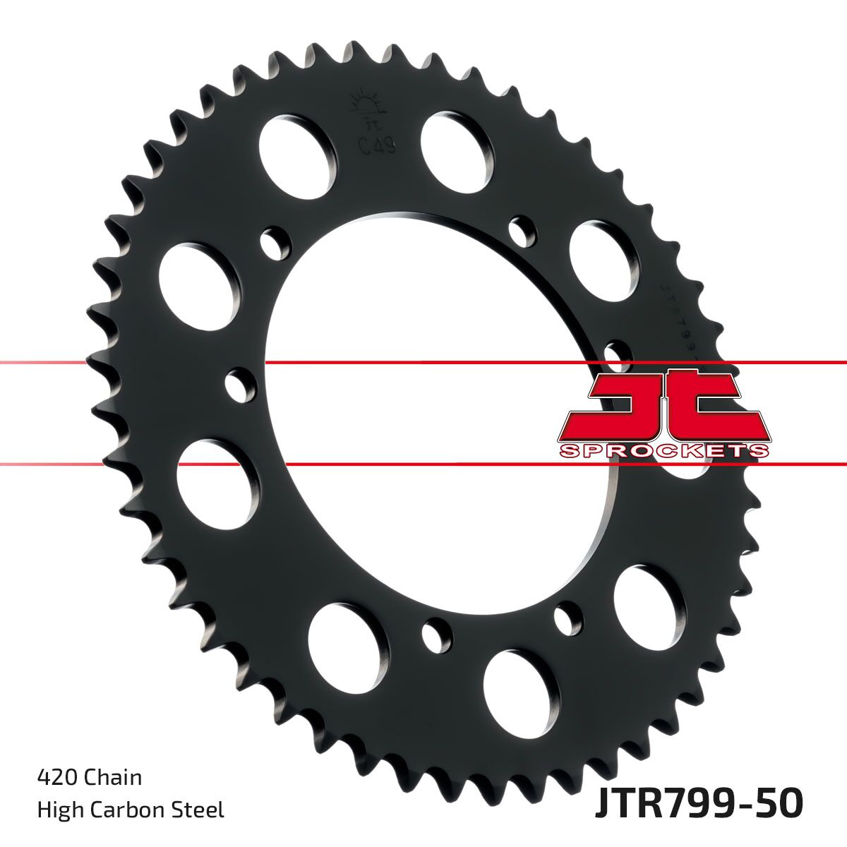 JT SPROCKETS JTR799.50 REAR REPLACEMENT SPROCKET 50 TEETH 420 PITCH NATURAL C49 HIGH CARBON STEEL JTR799.50