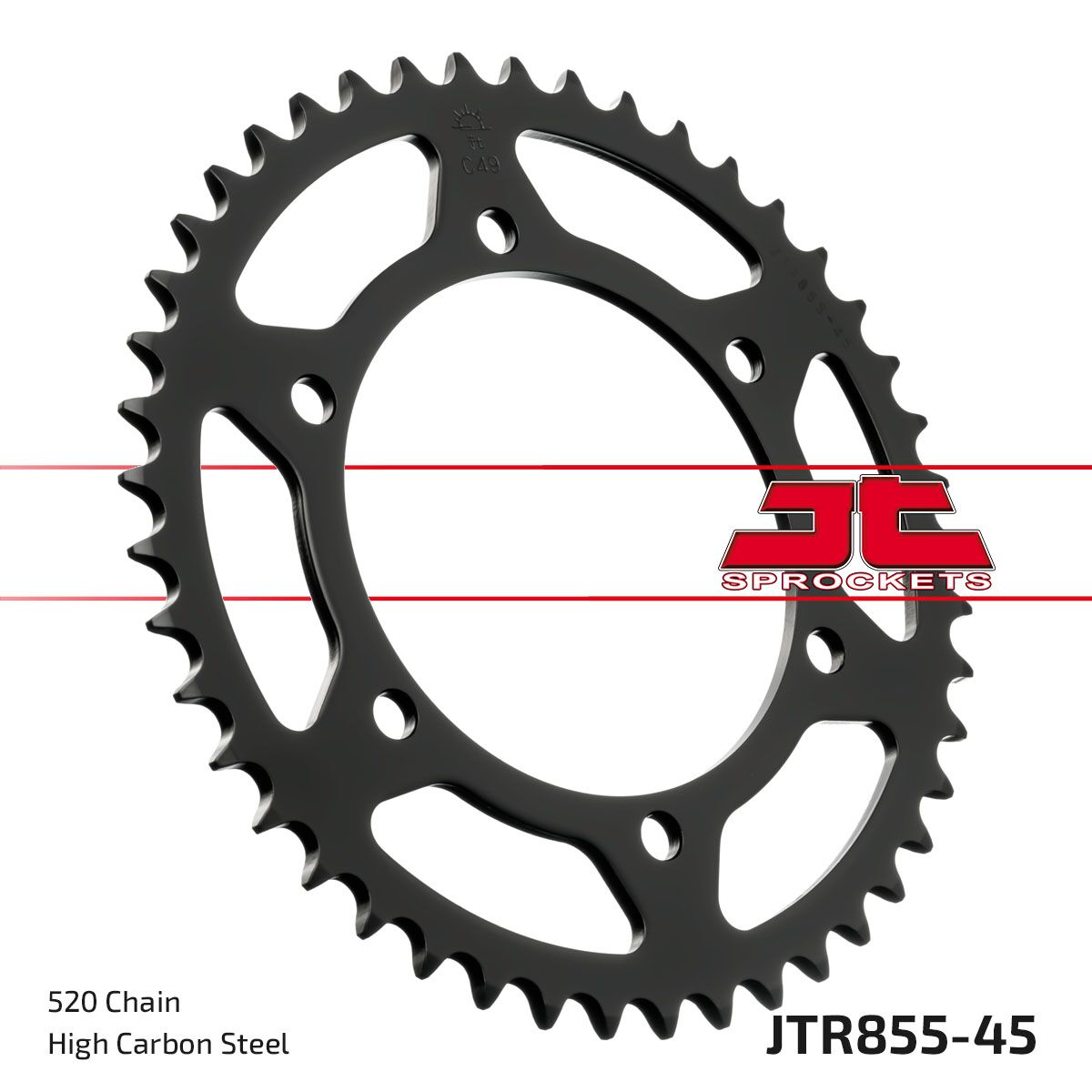 JT SPROCKETS JTR855.45 REAR REPLACEMENT SPROCKET 45 TEETH 520 PITCH NATURAL STEEL JTR855.45