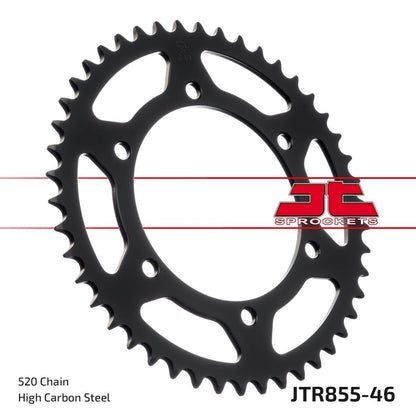 JT SPROCKETS JTR855.46 REAR REPLACEMENT SPROCKET 46 TEETH 520 PITCH NATURAL STEEL JTR855.46