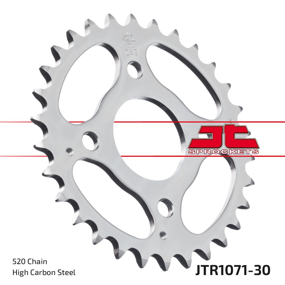 JT SPROCKETS JTR1071.30 REAR REPLACEMENT SPROCKET 30 TEETH 520 PITCH NATURAL C49 HIGH CARBON STEEL JTR1071.30