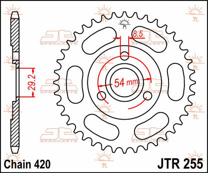 JT SPROCKETS JTR255.35 REAR REPLACEMENT SPROCKET 35 TEETH 420 PITCH NATURAL C49 HIGH CARBON STEEL JTR255.35