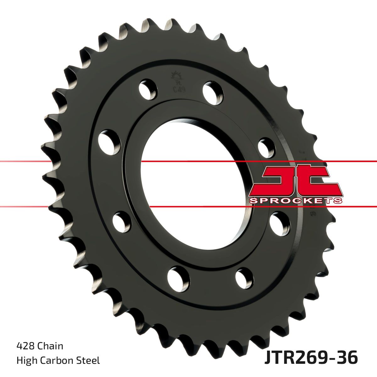 JT SPROCKETS JTR269.36 REAR REPLACEMENT SPROCKET 36 TEETH 428 PITCH NATURAL C49 HIGH CARBON STEEL JTR269.36