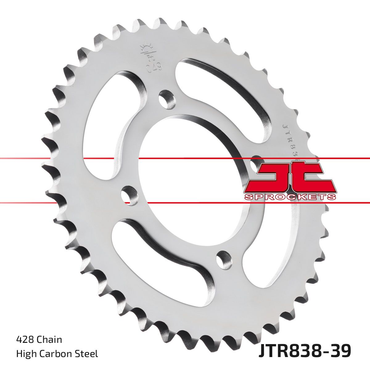 JT SPROCKETS JTR838.39 REAR REPLACEMENT SPROCKET 39 TEETH 428 PITCH NATURAL C49 HIGH CARBON STEEL JTR838.39