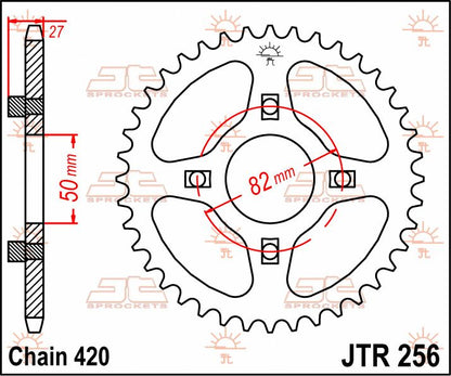 JT SPROCKETS JTR256.40 REAR REPLACEMENT SPROCKET 40 TEETH 420 PITCH NATURAL C49 HIGH CARBON STEEL JTR256.40