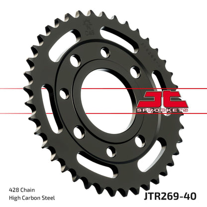 JT SPROCKETS JTR269.40 REAR REPLACEMENT SPROCKET 40 TEETH 428 PITCH NATURAL C49 HIGH CARBON STEEL JTR269.40
