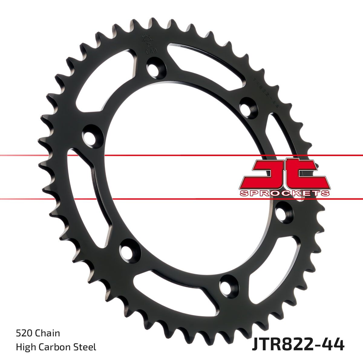 JT SPROCKETS JTR822.44 REAR REPLACEMENT SPROCKET 44 TEETH 520 PITCH NATURAL C49 HIGH CARBON STEEL JTR822.44
