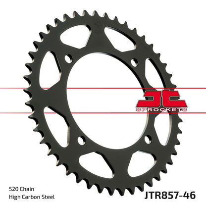 JT SPROCKETS JTR857.46 REAR REPLACEMENT SPROCKET 46 TEETH 520 PITCH NATURAL C49 HIGH CARBON STEEL JTR857.46