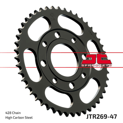 JT SPROCKETS JTR269.47 REAR REPLACEMENT SPROCKET 47 TEETH 428 PITCH NATURAL C49 HIGH CARBON STEEL JTR269.47