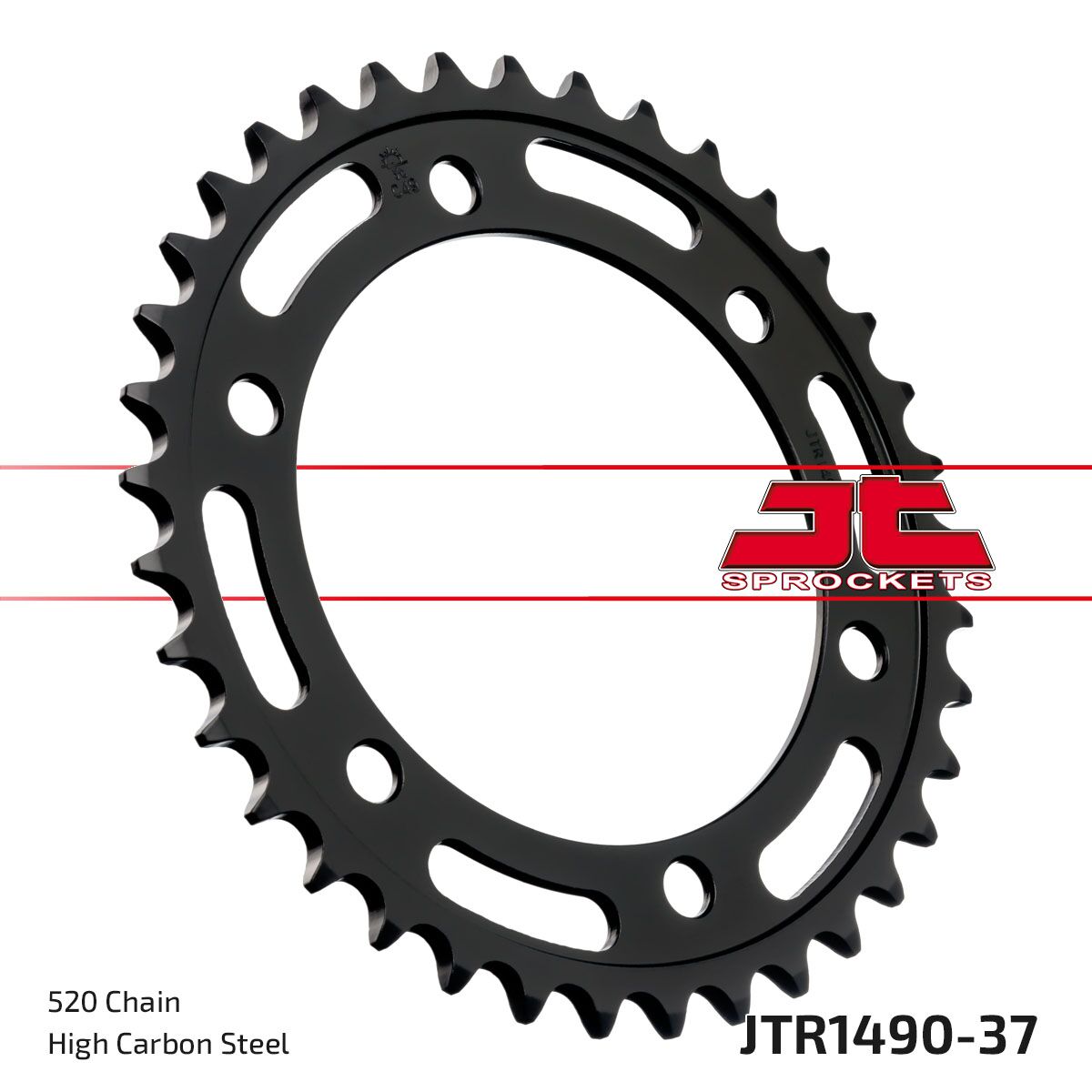 JT SPROCKETS JTR1490.37 REAR REPLACEMENT SPROCKET 37 TEETH 520 PITCH NATURAL C49 HIGH CARBON STEEL JTR1490.37