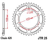 JT SPROCKETS JTR25.60 REAR REPLACEMENT SPROCKET 60 TEETH 428 PITCH NATURAL C49 HIGH CARBON STEEL JTR25.60