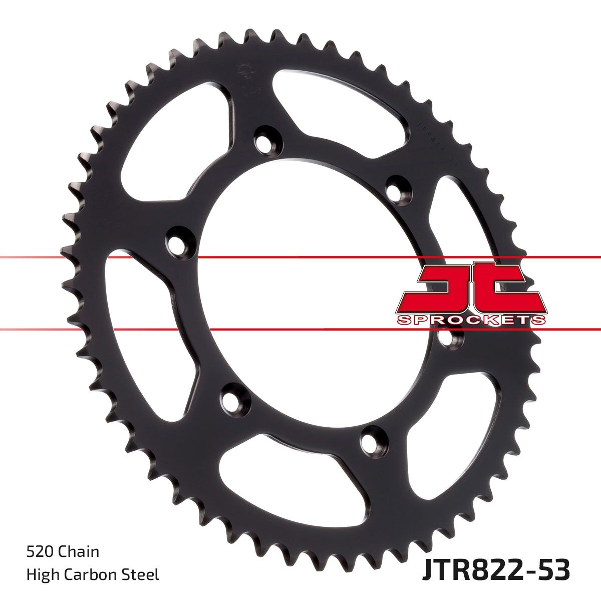 JT SPROCKETS JTR822.53 REAR REPLACEMENT SPROCKET 53 TEETH 520 PITCH NATURAL C49 HIGH CARBON STEEL JTR822.53