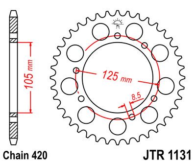 JT SPROCKETS JTR1131.62 REAR REPLACEMENT SPROCKET 62 TEETH 420 PITCH BLACK C49 HIGH CARBON STEEL JTR1131.62