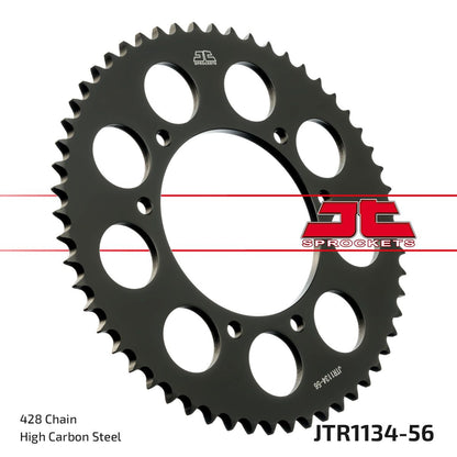 JT SPROCKETS JTR1134.56 REAR REPLACEMENT SPROCKET 56 TEETH 428 PITCH BLACK C49 HIGH CARBON STEEL JTR1134.56