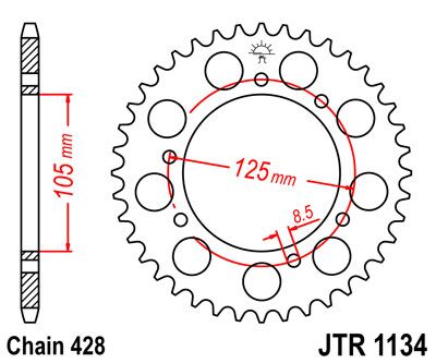 JT SPROCKETS JTR1134.56 REAR REPLACEMENT SPROCKET 56 TEETH 428 PITCH BLACK C49 HIGH CARBON STEEL JTR1134.56