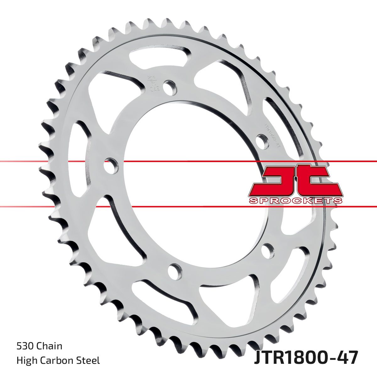 JT SPROCKETS JTR1800.47 REAR REPLACEMENT SPROCKET 47 TEETH 50 PITCH NATURAL C49 HIGH CARBON STEEL JTR1800.47