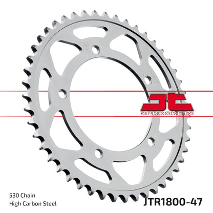 JT SPROCKETS JTR1800.47 REAR REPLACEMENT SPROCKET 47 TEETH 50 PITCH NATURAL C49 HIGH CARBON STEEL JTR1800.47