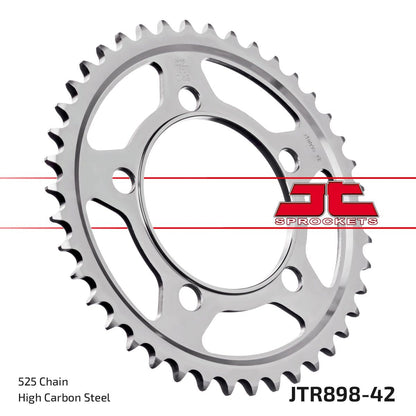 JT SPROCKETS JTR898.42 REAR REPLACEMENT SPROCKET 42 TEETH 525 PITCH NATURAL C49 HIGH CARBON STEEL JTR898.42