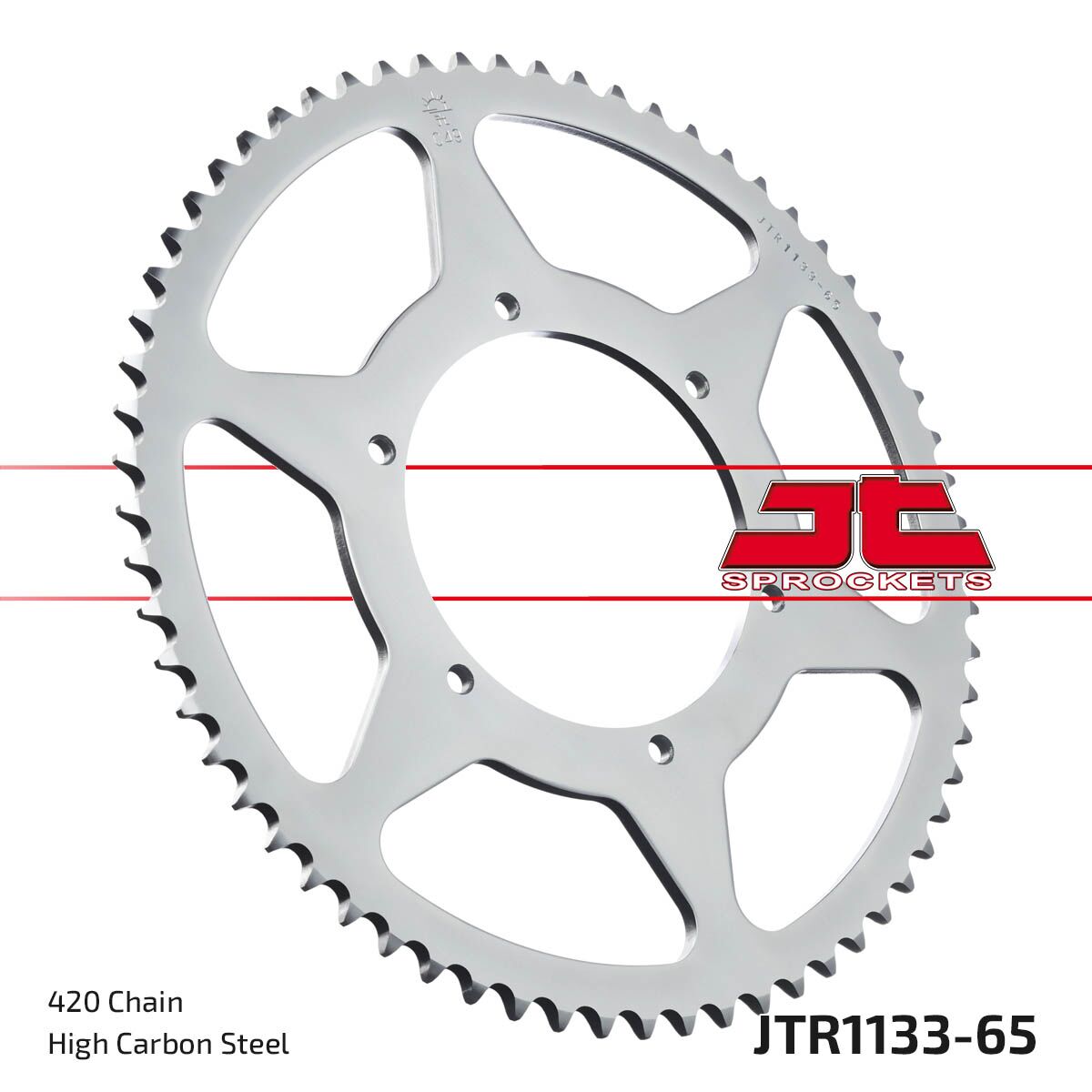 JT SPROCKETS JTR1133.65 REAR REPLACEMENT SPROCKET 65 TEETH 420 PITCH NATURAL C49 HIGH CARBON STEEL JTR1133.65