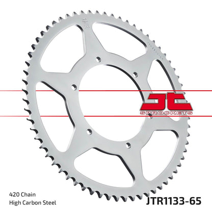 JT SPROCKETS JTR1133.65 REAR REPLACEMENT SPROCKET 65 TEETH 420 PITCH NATURAL C49 HIGH CARBON STEEL JTR1133.65