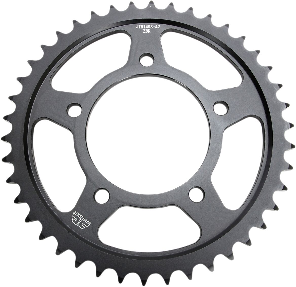 JT SPROCKETS JTR1493.42ZBK REAR REPLACEMENT SPROCKET 42 TEETH 50 PITCH NATURAL C49 HIGH CARBON STEEL JTR1493.42ZBK