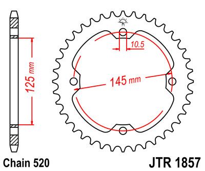 JT SPROCKETS JTR1857.38ZBK REAR REPLACEMENT SPROCKET 38 TEETH 520 PITCH BLACK C49 HIGH CARBON STEEL JTR1857.38ZBK