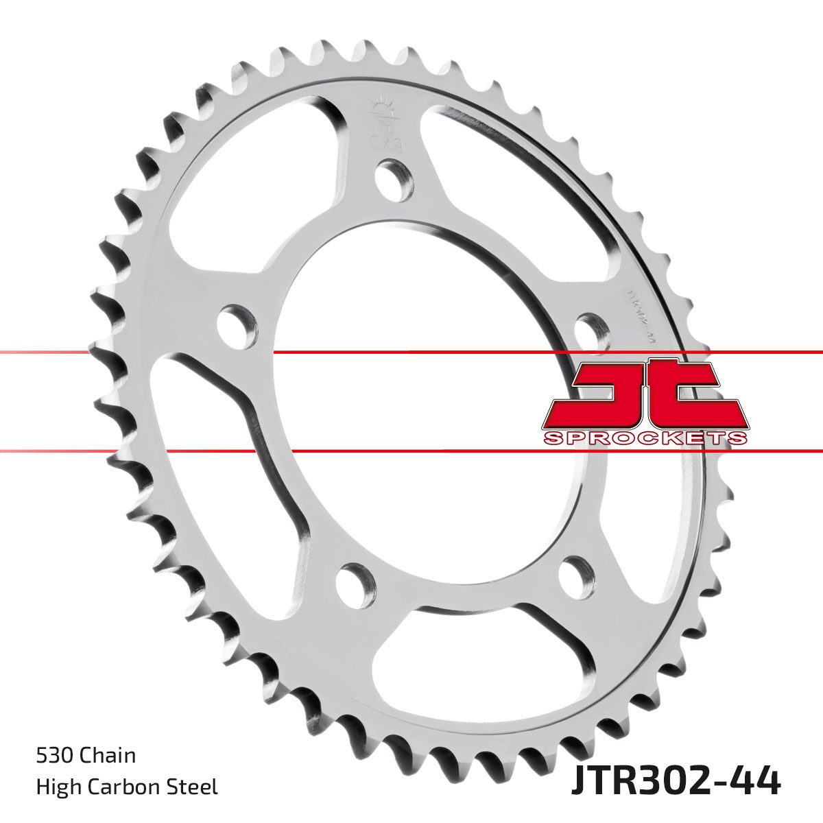 JT SPROCKETS JTR302.44ZBK REAR REPLACEMENT SPROCKET 44 TEETH 50 PITCH NATURAL C49 HIGH CARBON STEEL JTR302.44ZBK