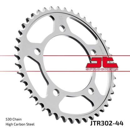 JT SPROCKETS JTR302.44ZBK REAR REPLACEMENT SPROCKET 44 TEETH 50 PITCH NATURAL C49 HIGH CARBON STEEL JTR302.44ZBK