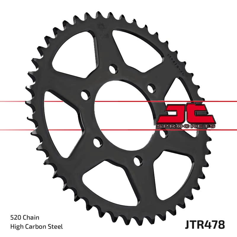 JT SPROCKETS JTR478.46ZBK REAR LIGHTWEIGHT SPROCKET 46 TEETH 520 PITCH NATURAL 7075-T6 ALUMINIUM ALLOY JTR478.46ZBK