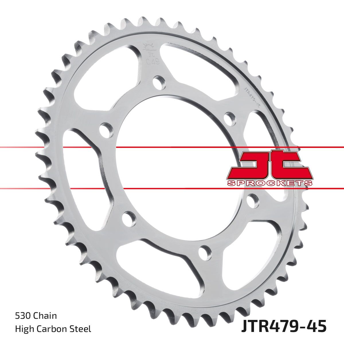 JT SPROCKETS JTR479.45ZBK REAR REPLACEMENT SPROCKET 45 TEETH 50 PITCH NATURAL C49 HIGH CARBON STEEL JTR479.45ZBK