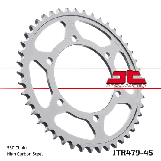 JT SPROCKETS JTR479.45ZBK REAR REPLACEMENT SPROCKET 45 TEETH 50 PITCH NATURAL C49 HIGH CARBON STEEL JTR479.45ZBK