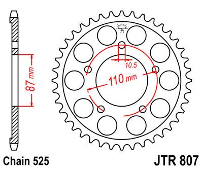 JT SPROCKETS JTR807.48ZBK REAR REPLACEMENT SPROCKET 48 TEETH 525 PITCH NATURAL C49 HIGH CARBON STEEL JTR807.48ZBK