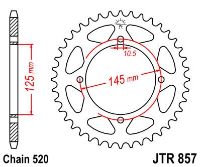 JT SPROCKETS JTR857.45ZBK REAR REPLACEMENT SPROCKET 45 TEETH 520 PITCH BLACK C49 HIGH CARBON STEEL JTR857.45ZBK