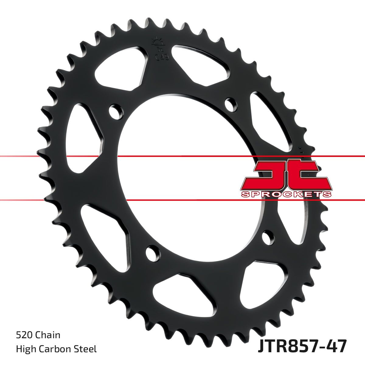 JT SPROCKETS JTR857.47ZBK REAR REPLACEMENT SPROCKET 47 TEETH 520 PITCH BLACK C49 HIGH CARBON STEEL JTR857.47ZBK