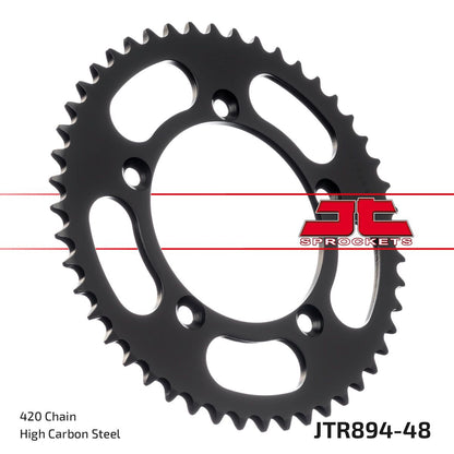 JT SPROCKETS JTR894.48ZBK REAR REPLACEMENT SPROCKET 48 TEETH 420 PITCH BLACK C49 HIGH CARBON STEEL JTR894.48ZBK